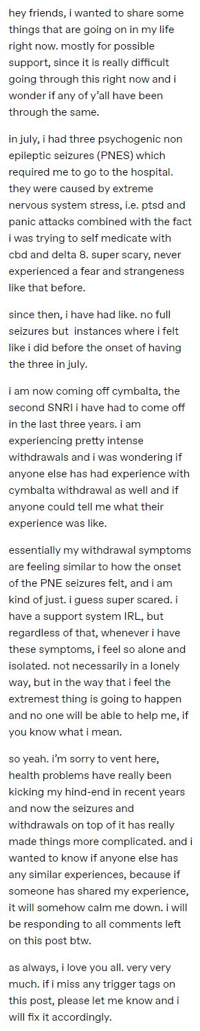 cymbalta ruined my life Tumblr stories (Open list) (5 submissions)