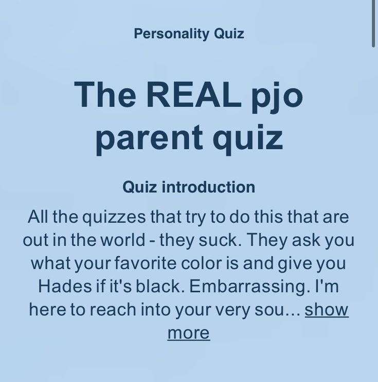 The REAL pjo parent quiz