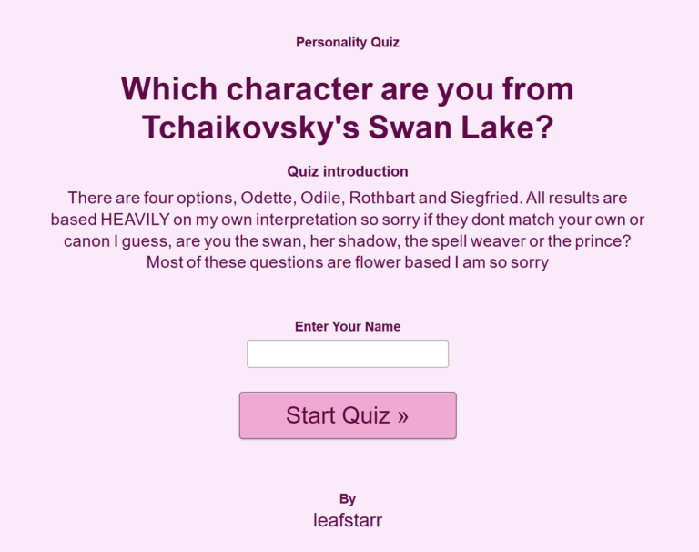 Which character are you from Tchaikovsky’s Swan Lake?