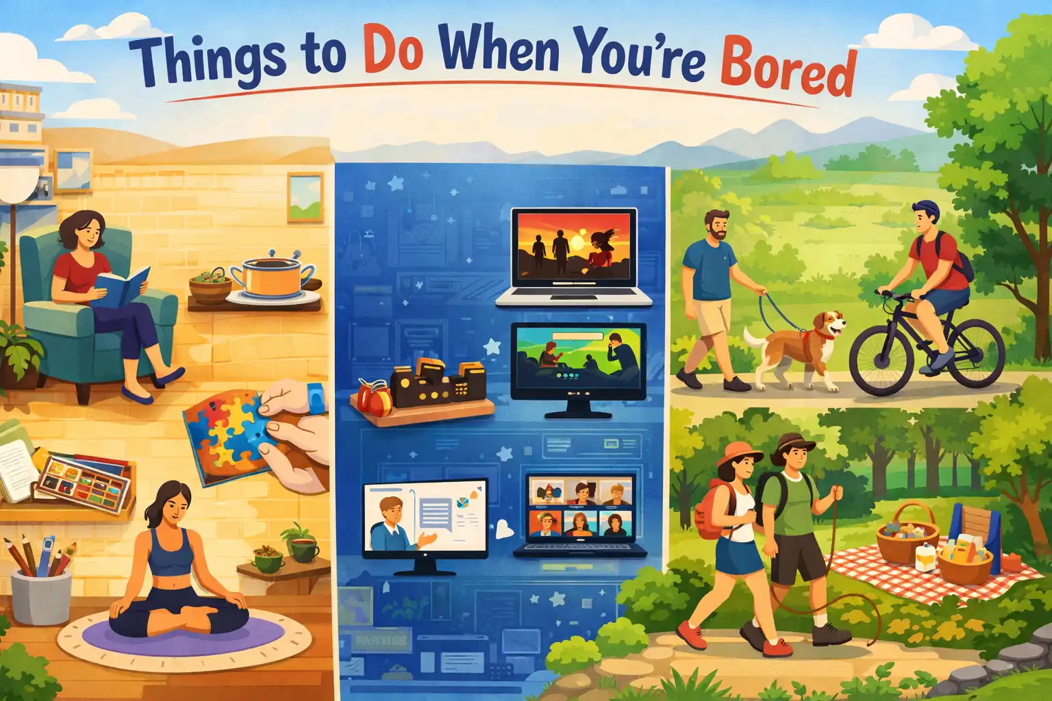 100 Things to Do When You’re Bored at Home, Online, or Outside