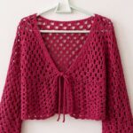 Tie-Front Crochet Cardigan Pattern: Cropped Lace Cardigan With Long Sleeves
