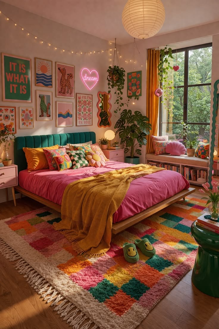 Colorful Dopamine Bedroom Ideas: A Cozy Maximalist Bedroom Full of Personality