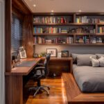 Home Office Guest Room Ideas With Built-In Desk, Library and Daybed